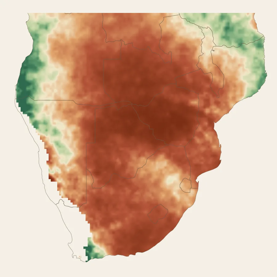 SPI 12 drought index, southern Africa