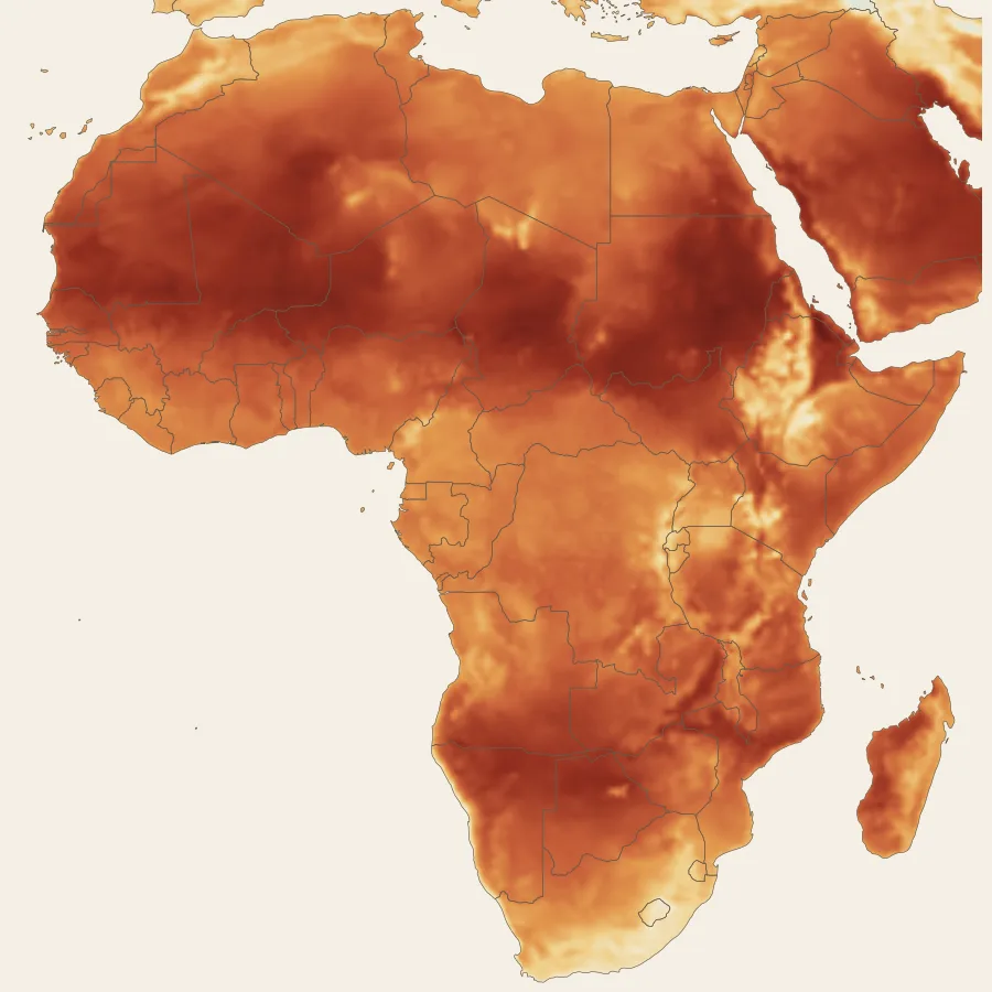 Mean air temperature, Africa